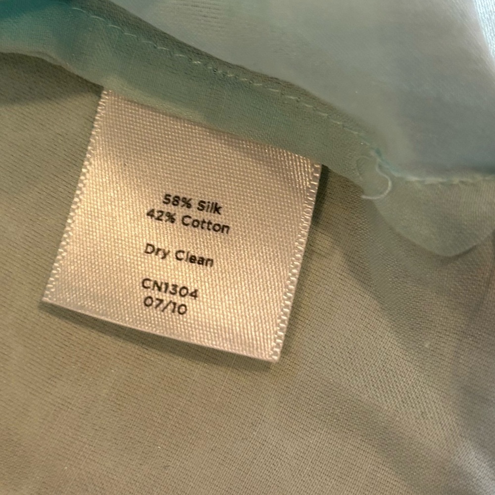 Talbots Women’s Light Aqua Blue Silk Blend‎ Ruffled Neck Blouse Size 24W (NWT) - Picture 6 of 8